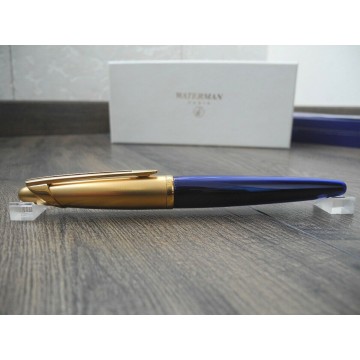 WATERMAN EDSON SAPPHIRE BLUE 18K GOLD F NIB LARGE BOX FOUNTAIN PEN