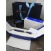 WATERMAN SERENITE LIMITED BLUE 18K WHITE GOLD F nib FOUNTAIN PEN SET NEW NOS