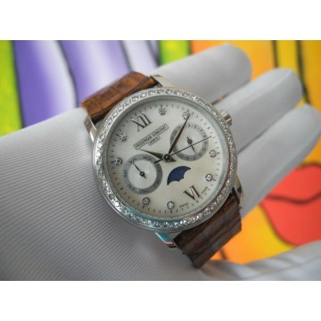 FREDERIQUE CONSTANT 1Ct DIAMONDS MOTHER OF PEARL MOONPHASE DAY AUTOMATIC WATCH