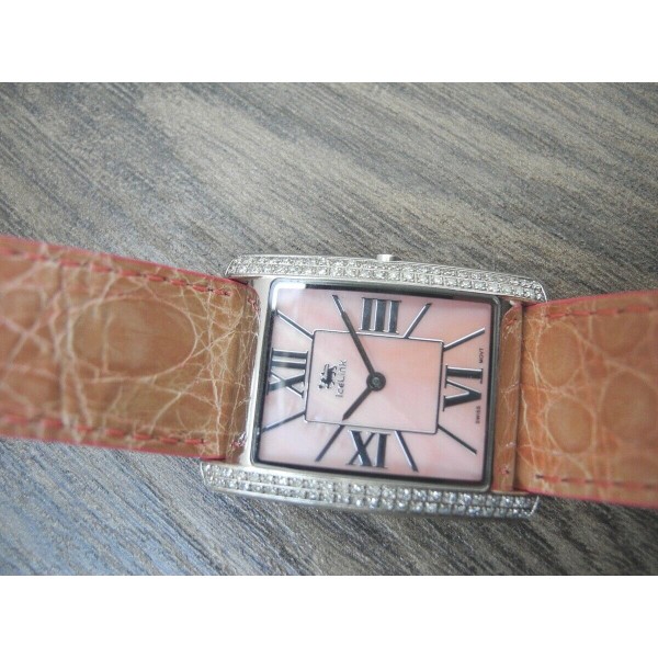 ICELINK NORMA .85Ct DIAMONDS MOTHER of PEARL CROCODILE STRAP Lady's WATCH NEW