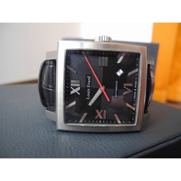 LOUIS ERARD LA CARREE BIG 39x39 mm AUTOMATIC Carre DATE Karree SWISS WATCH SET