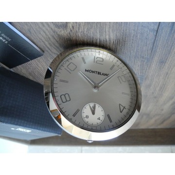 MONTBLANC TIMEWALKER DUAL TIME XXL 100mm CLOCK Desk Table Alarm Stainless Steel