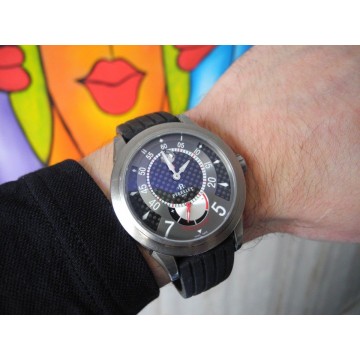 PERRELET TITANIUM CARBON POWER RESERVE DATE 43mm AUTOMATIC WATCH A5004/1 SET