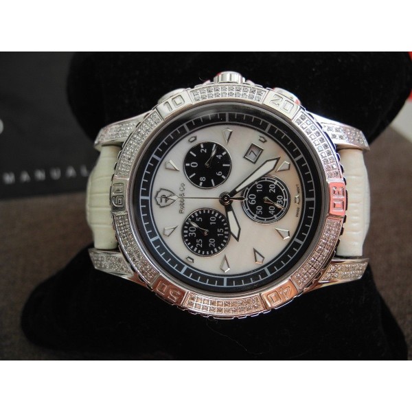 ROBB & Co CHRONOGRAPH 1.2Ct DIAMOND MOTHER OF PEARL 45mm SWISS Men's Ladies WATCH