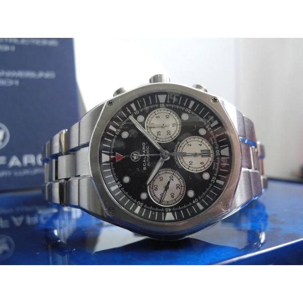 SCALFARO CAP FERRAT TriCompax CHRONOGRAPH AUTOMATIC 43mm SWISS WATCH SS BRACELET