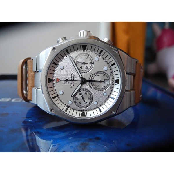 SCALFARO CAP FERRAT TriCompax Guilloche CHRONOGRAPH 43mm AUTOMATIC SWISS WATCH