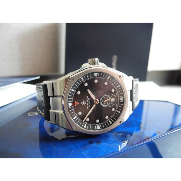 SCALFARO CAP FERRAT SMALL SECOND AUTOMATIC 43mm SWISS WATCH LEATHER STRAP NEW