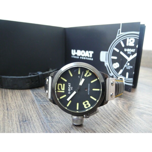 U-BOAT CLASSICO BLACK PVD 45mm AUTOMATIC DATE 5365 Luminescent XL SWISS WATCH